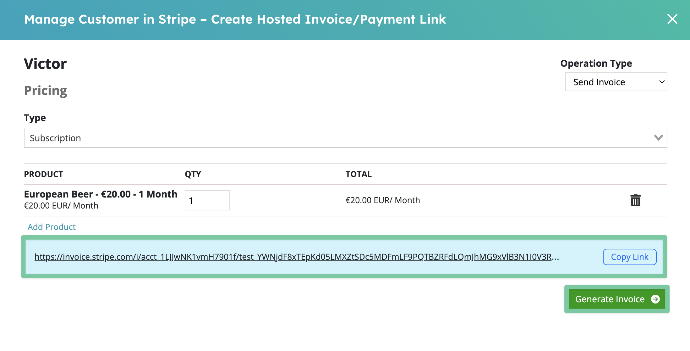 Zaybra Hosted Invoice Link