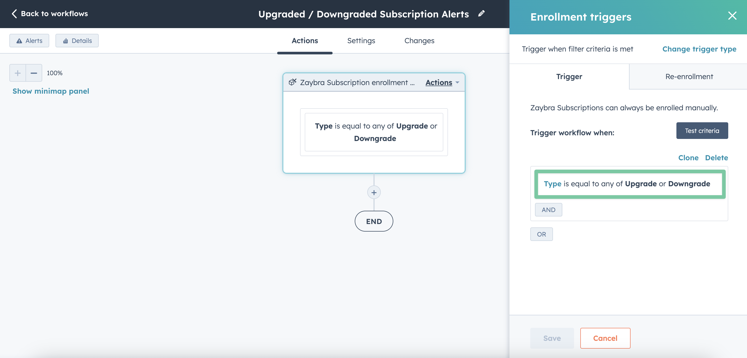 How to create a Zaybra Subscription change alert
