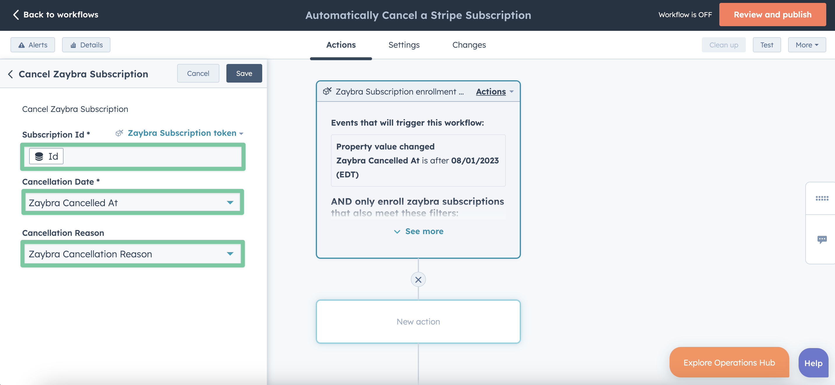 How to automatically cancel a stripe subscription in HubSpot