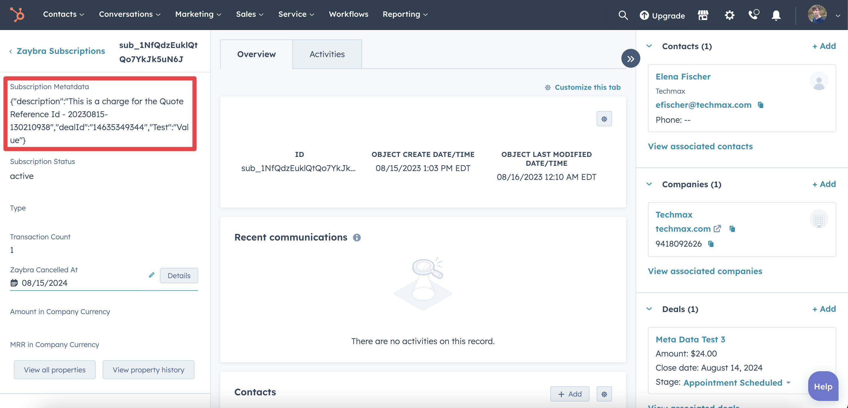 How to add metadata to a Stripe subscription using Zaybra