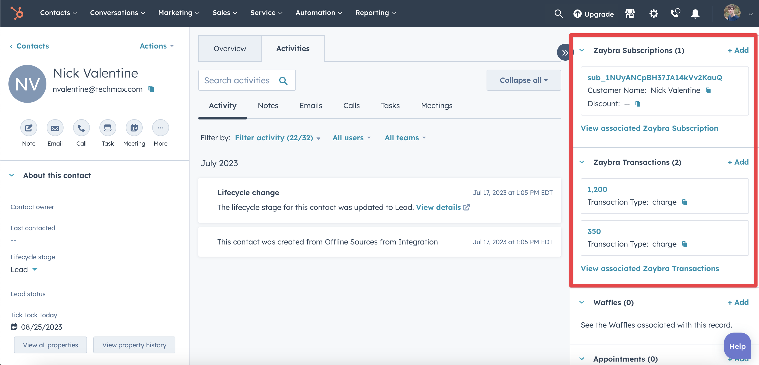 How to associate zaybra subscriptions and transactions