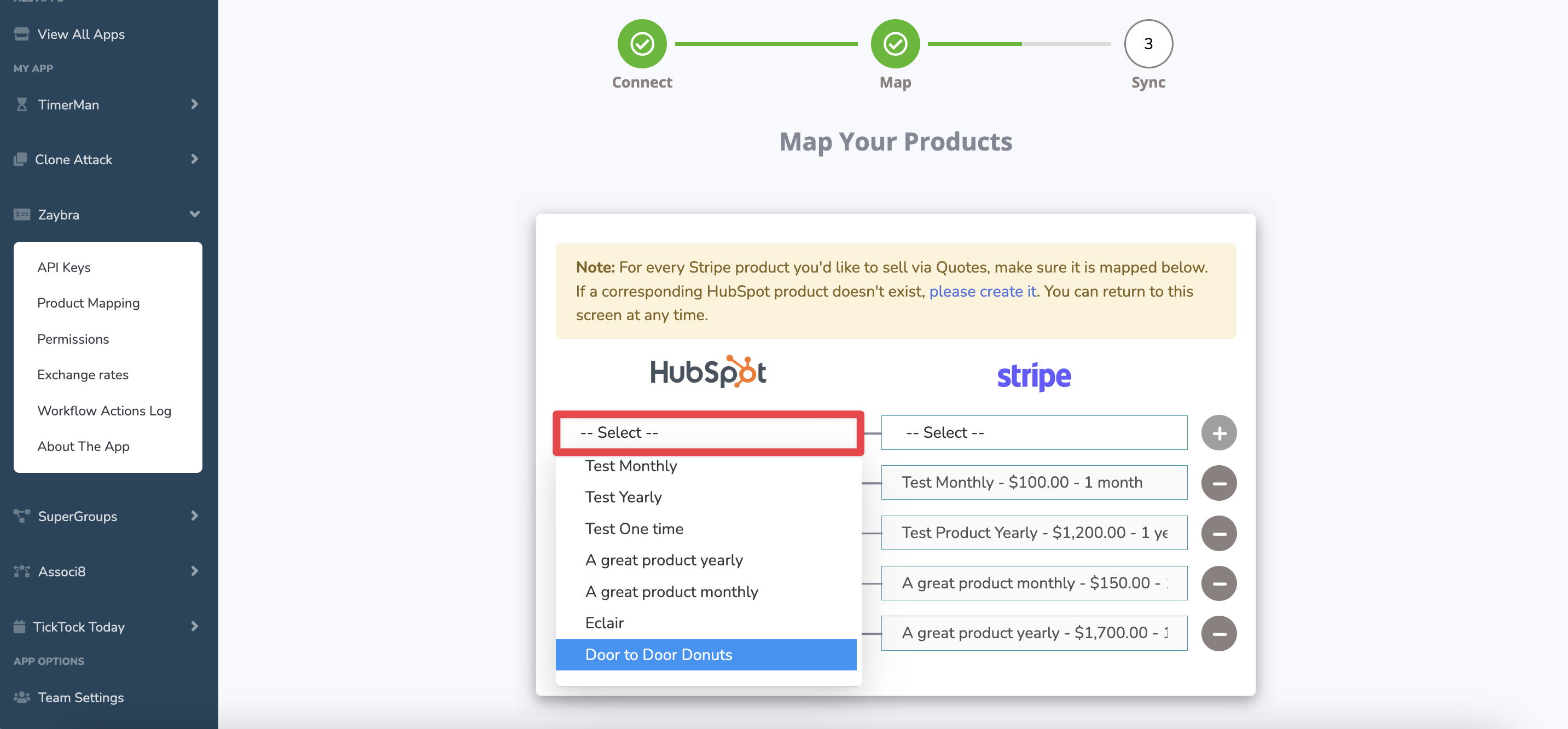 How to Map Stripe Products to HubSpot Using Zaybra