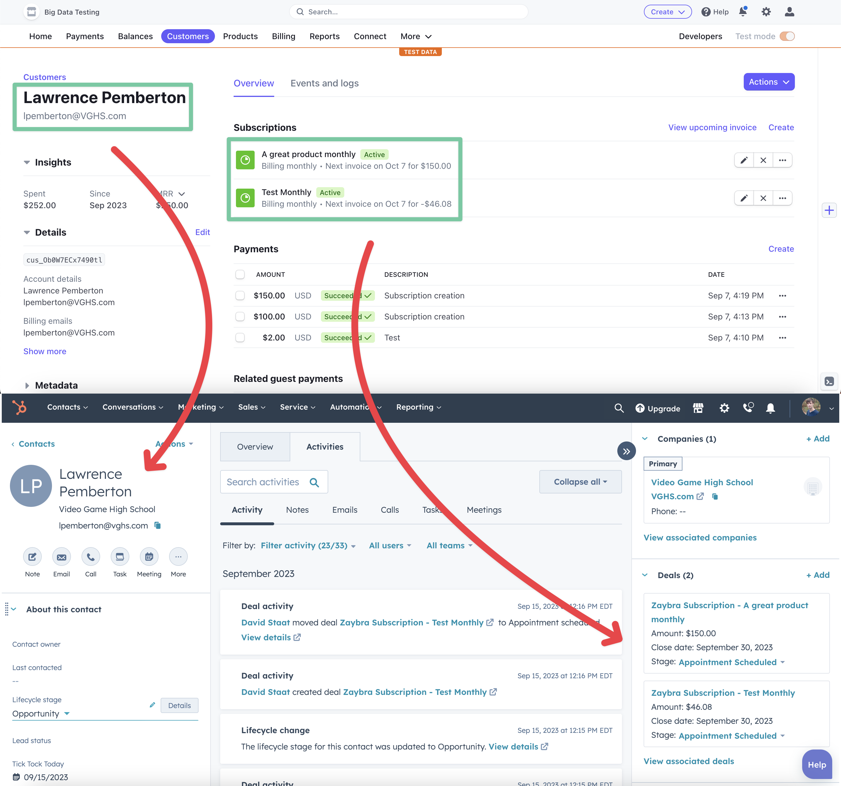 How to sync Stripe data over to HubSpot