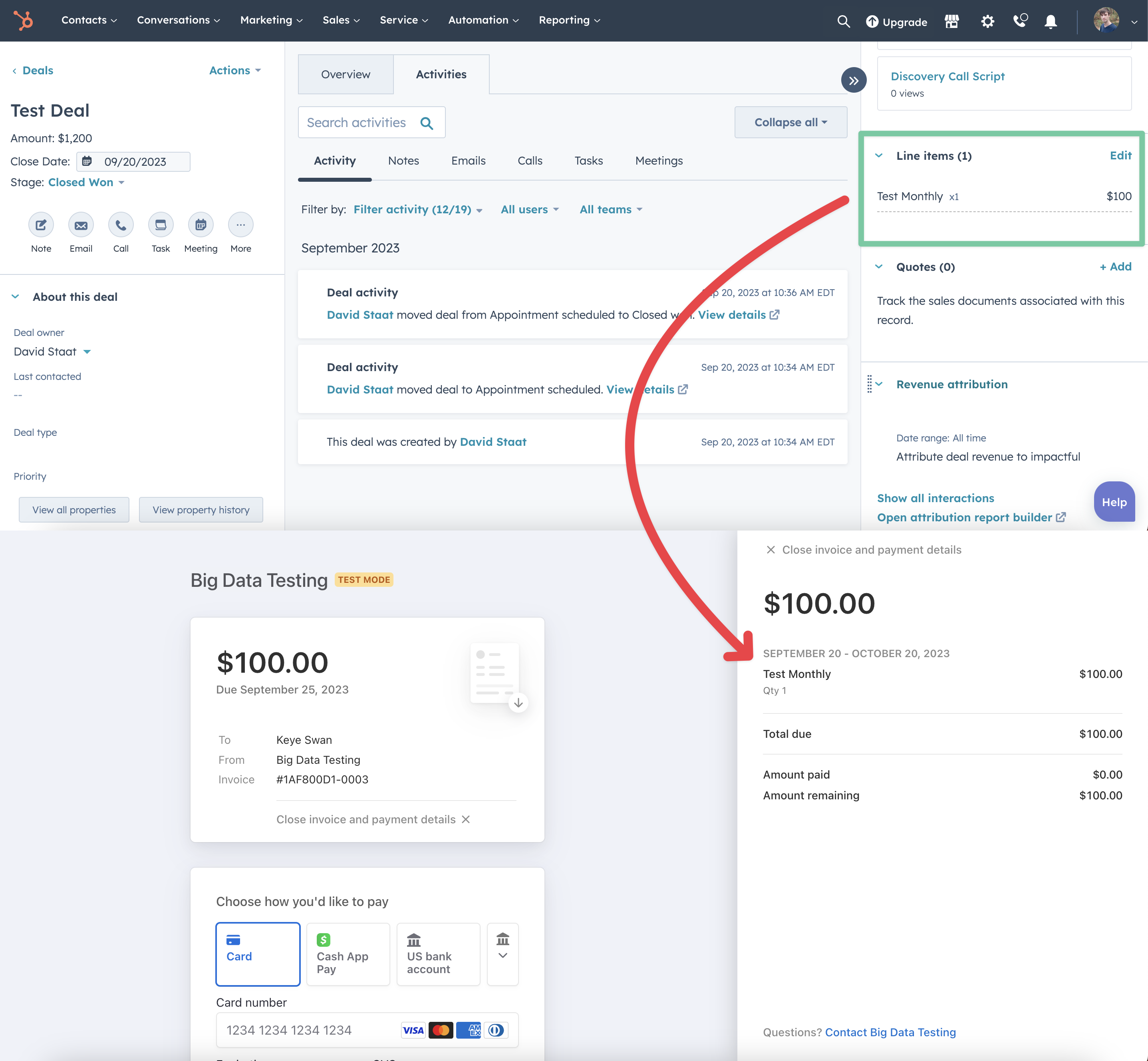 How to automatically create an invoice from deal line items in HubSpot