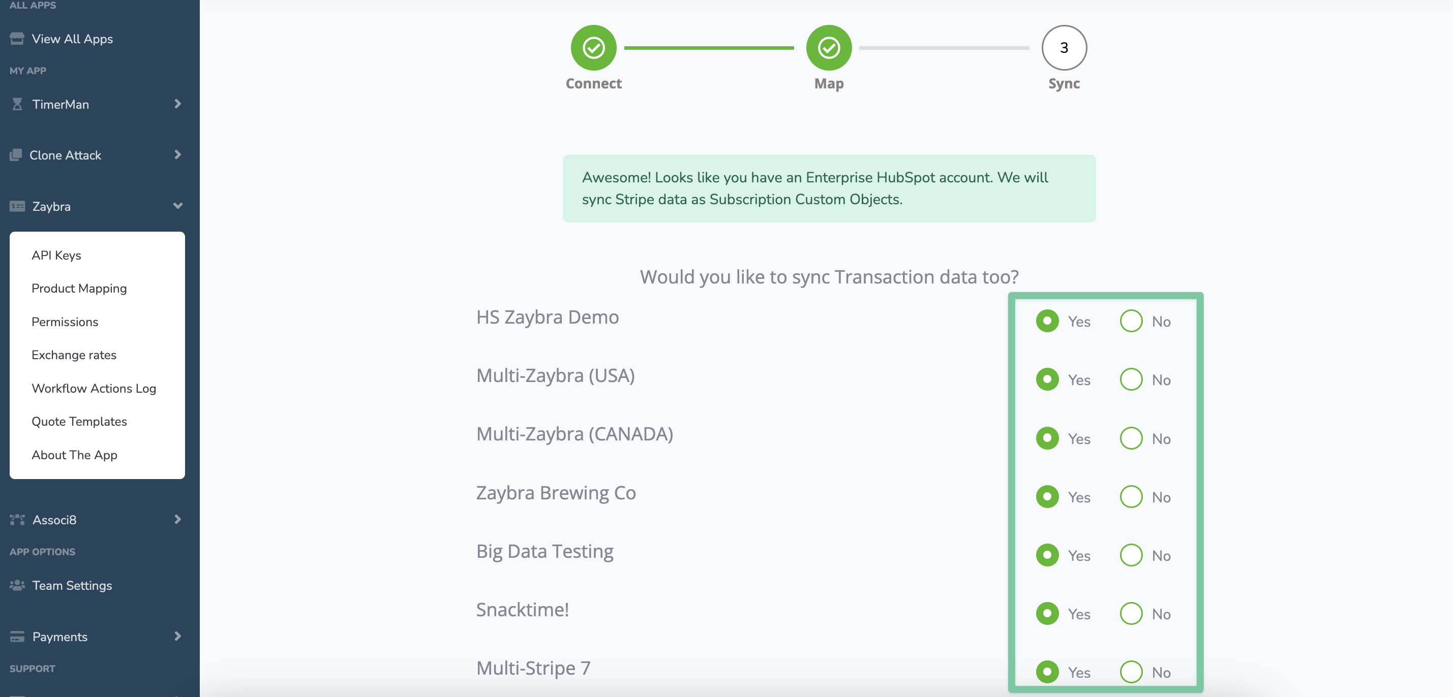 HubSpot how to sync data from multiple Stripe accounts